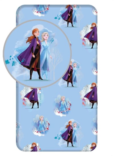 Disney Frozen Hoeslaken Anna Elsa - Eenpersoons - 90 x 200 cm - Blauw