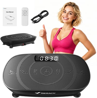 MERACH Mini Trilplaat voor Afvallen - 10 Niveaus Handmatige Modus - Bluetooth Verbinding - Compacte Vibratieplaat met LED Scherm, Afstandsbediening en Stille Werking ≤65dB