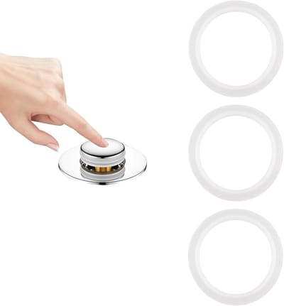Reserveafdichtingen voor wastafel en badkuippluggen - 3 stuks, binnendiameter 29 mm, buitendiameter 37 mm, ideaal voor kraanstoppers en afvoeren, wit