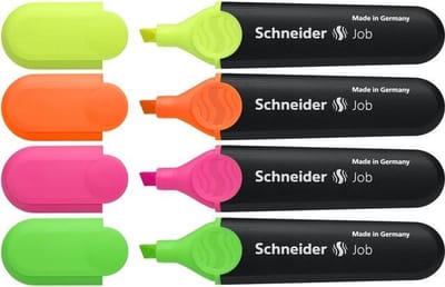 Schneider markeerstift - tekstmarker - Job - assorti 4 stuks - beitelpunt - S-1500