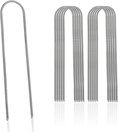 Tuin haringen Stakes nietjes beveiligen gazon 10 stuks U-vormige anker nagelspelden verzinkt grond gras haringen roestvrij staal gaas membraan onkruid controle spike