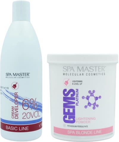 Spa Master Blondeerset – Blondeerpoeder 500g + 6% 20VOL Cream Developer 930ml – Intens Blond 3 tot 8 Tinten Lichter – Salonkwaliteit voor Thuis