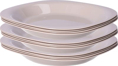 Plasticforte Verjaardag/kinderen/camping borden - 12x stuks - Dia 21 cm - beige - kunststof - onbreekbaar