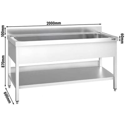 GGM Gastro Topfspültisch PREMIUM - 2000x600mm - mit 1 Becken