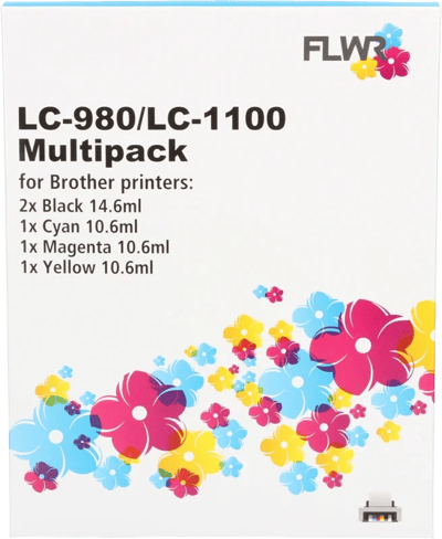 FLWR - Cartridges / Brother LC-980 / LC-1100 Multipack / zwart en kleur / Geschikt voor Brother