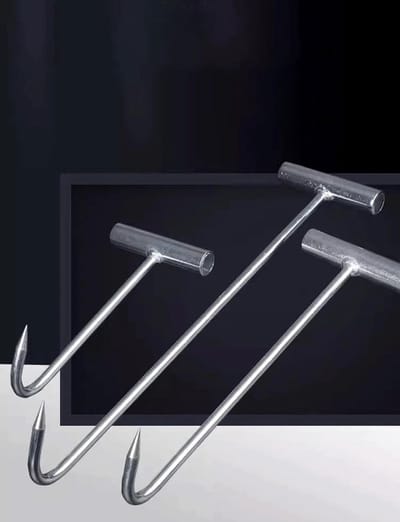 Putdekselhaak Staal - Afvoerhaak Hefhaak - Riolering Onderhoud - Antislip Dik Handvat - 10cm 20cm 30cm - Zilverkleurig