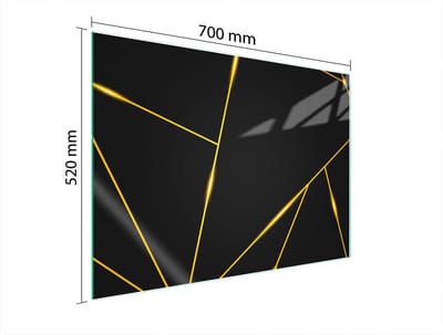 TMK ArtDeko - Beschermplaat voor Fornuis - 70x52 cm - Zwart - Gehard Glas
