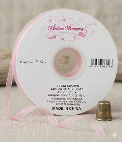Organza lint ROZE 6mm x 50 m – Ruban en organza rose – 6mm 50 mètres | Antica Fioreria