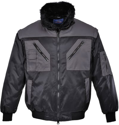 Portwest Tweekleuren Pilotjack PJ20 - Zwart/Grijs - L