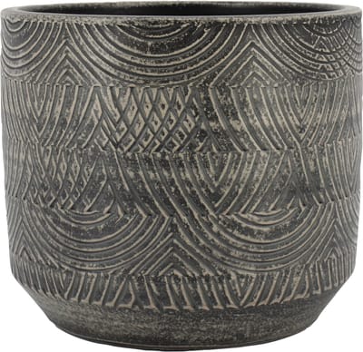 Floran Bloempot/plantenpot Loule - relief - grijs - voor kamerplant - 16 x 14 cm