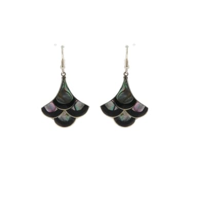 Behave - Oorbellen - Vintage dameshanger - Abalone look - 6 cm