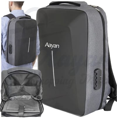 Anti-Diefstal Laptop Rugzak met Cijferslot & USB – Hardshell Business Backpack 15L – Waterafstotend – Grijs – anti diefstal rugzak – rugzak– laptoptas – rugzakken – veilig rugzak reizen – hardshell rugzak – 86187