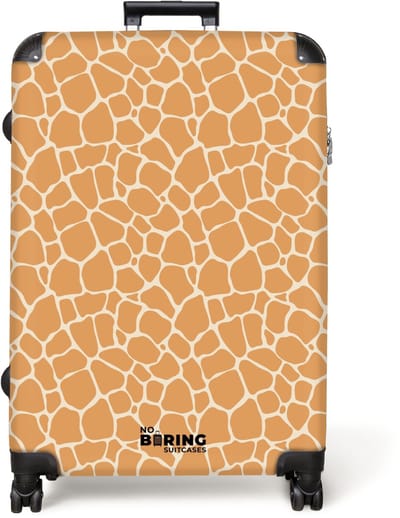 NoBoringSuitcases.com® - Koffer groot - Reiskoffer lichtgewicht - Giraffe geel mozaïek - Rolkoffer met 4 wielen - Grote trolley XL - 98 liter bagage