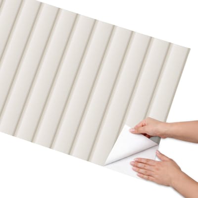 Coloray Meubel Wrap Folie - Romig Meubelfolie - 65x130 cm - Wrapfolie Keuken Crème lijnen - Decoratiefolie - Minimalist Meubelfolie - Meubel Wrap Folie - Woonkamer decoratie - Achtergronden en patronen