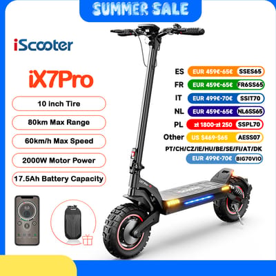 Off-road elektrische step iX7Pro, dubbele motor, 10 inch luchtbanden, 48V 17,5 Ah accu, besturing via slimme app, maximumsnelheid 25 km/u