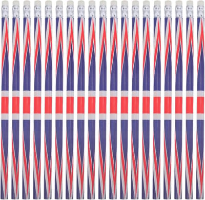 Pennen met gum in Britse vlagstijl - 60 stuks - Union Jack - School- en kantoorbenodigdheden - Ideaal als cadeau voor kinderen en verjaardagen