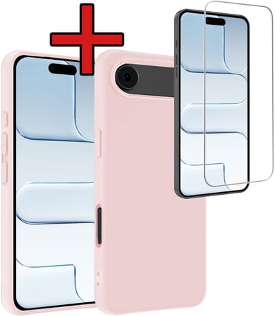 Hoesje - Met Screenprotector - Geschikt voor Apple iPhone Air - Sterk & Shockproof - Telefoon Hoes - Back Cover - Siliconen Case - Telefoonhoes - Lichtroze
