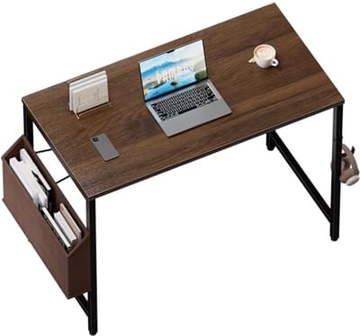 Compact Computerbureau voor Kleine Ruimtes - 80x40 cm Werktafel met Opbergtas en Hoofphonehaak