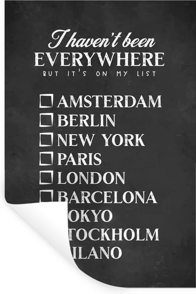 Muurstickers - Sticker Folie - Spreuken - Quotes - I haven't been everywhere but it's on my list - New York - 20x30 cm - Plakfolie - Muurstickers Kinderkamer - Zelfklevend Behang - Zelfklevend behangpapier - Stickerfolie