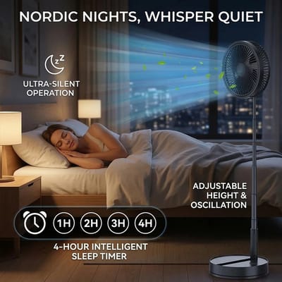 Wentinkmo opvouwbare ventilator - 8000mAh snel oplaadbare ventilator - Afstandsbediening staande ventilator