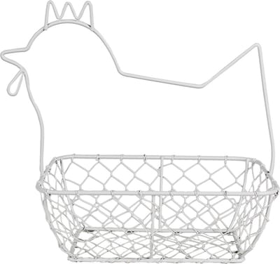 Clayre & Eef Eiermand 27 cm Wit Metaal Kip