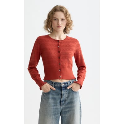 Scotch & Soda Pointelle Knitted Cardigan Ketchup Taglia: XS | Cardigan Outlet | Donna