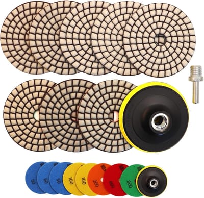 Diamant Polijstschijven - Schuurschijven Steen - Vloeren Polijsten - Droog Gebruik Geschikt - 100mm Diameter Set