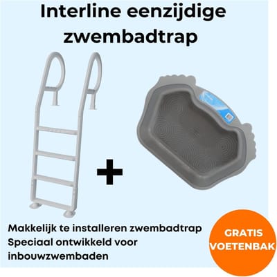 Interline Zwembadtrap - Zwembadladder - Pool Ladder - Kunststof - voor Zwembaden van 120 - 132cm diep - Inclusief gratis Voetvormig Voetenbad