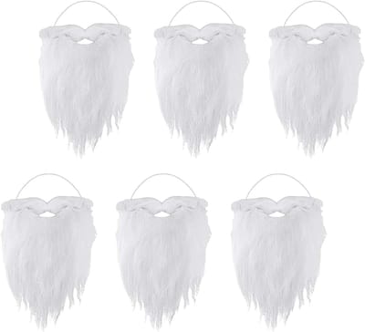 6-delige Witte Sinterklaasbaard voor Kinderen, Kunstmatige Baard voor Carnaval en Feestjes