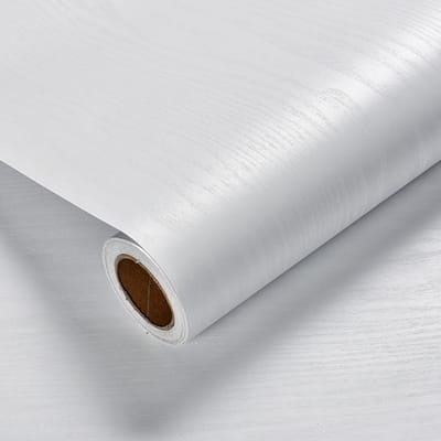 Zelfklevend Behang - Muurdecoratie - Waterbestendig - 30 cm x 3 m - Zuiver witte houtnerf