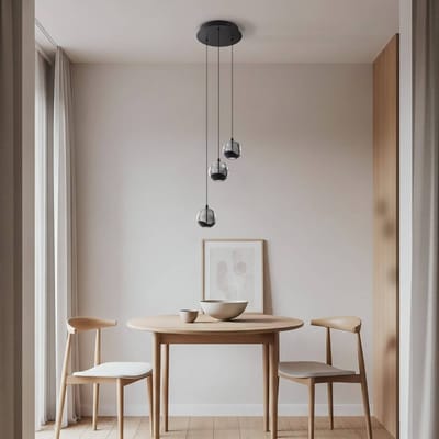 Lucande LED hanglamp Hayley, zwart, 3-lamps, glas