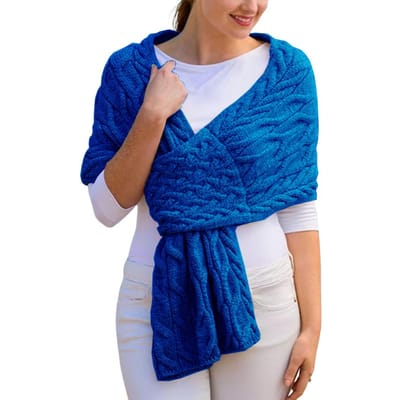 Gezellige Gebreide Sjaal Winter Warm Dames Sjaal Sjaal Collectie Effen Kleur Verdikte Gebreide Sjaal Lange Grote Sjaals voor Kantoor Praktisch Gebruik XXS koningsblauwe kleur