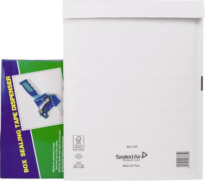 Mail Lite luchtkussenenveloppen, wit, H/5, 270 x 360 mm, doos van 50 stuks