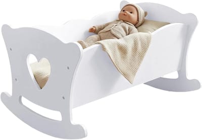 Poppenbed - Schommelwieg - Rollenspel - Splintervrije afwerking - 58 x 37.5 cm - Houtkleur