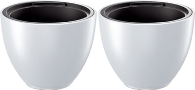 Prosperplast Plantenpot/bloempot Sevilla - 2x - buiten/binnen - kunststof - wit - D39 x H30 cm - met binnenpot