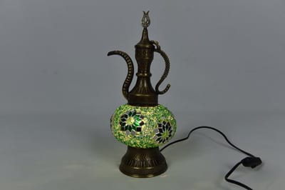 Turkse Ibrik tafellamp - handgemaakt groen - 2 delen - voor binnen en buiten - 45 cm hoog