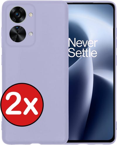 Hoesje - 2 Stuks - Geschikt voor OnePlus Nord 2T - Sterk & Shockproof - Telefoonhoes - Back Cover - Case Siliconen - Telefoon Hoes - Lila