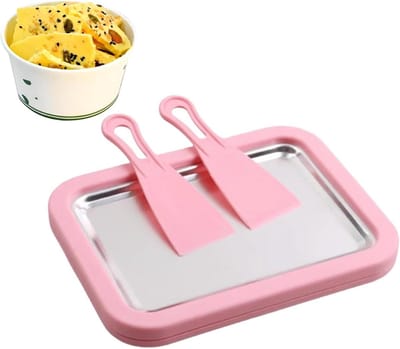 Gerolde ijsmachine - Dessertmaker Vriezer - Desserts Maken - Dubbele Schraper - 10 Min Vriestijd - Roze