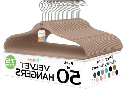 Fluwelen Hangers - Antislip Hangers - Kleding Opbergen - Ruimtebesparend Ontwerp - 50 stuks - Warm Taupe
