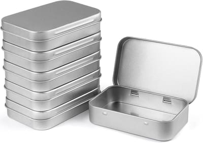 Set van 6 Lege Rechthoekige Scharnierende Blikken | Metalen Dozen voor Snoepjes, Paperclips en Spijkers | Compact en Handig voor Organisatie