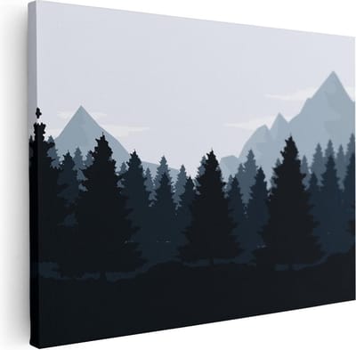 Artaza Canvas Schilderij Bergen - 40x30 cm - Klein - Wanddecoratie Bos - Muurdecoratie Landschap - Kamer Accessoires Natuur