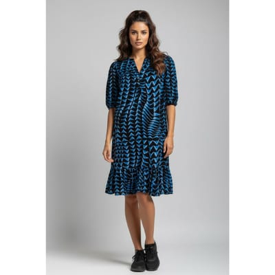 Scotch & Soda Printed Crinkle Mini Dress House Of Mirrors Blue Taglia: 36 | Abiti Mini Outlet | Donna | Blu