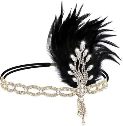1920s Flapper Gatsby Kostuum met Veer en Strass voor Feest en Themaparty's
