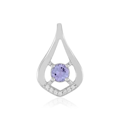 Cavill - Zilveren Hanger met Tanzaniet 0,34 ct en Zirkonia Pavé - 925 Sterling Zilver Platina Gecoat - Elegante Ronde Blauwe Edelsteen uit Tanzania