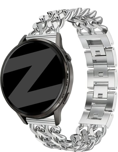 Bandz Metalen 'Double Chains' bandje geschikt voor Garmin Vivoactive 6 / 5 / 3 / Vivomove / 3 / HR / Style / Luxe / Sport / Trend / Forerunner 645 / 570 / 245 / 170 / 165 / 70 / 55 / Venu / SQ / SQ2 / 2 Plus / Approach S12 / S40 / S42 / S44 - Zilver
