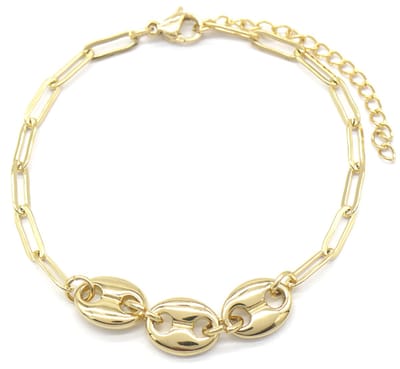 Armband Dames - Bedels Ovaal - RVS - Lengte 16-20 cm - Goudkleurig