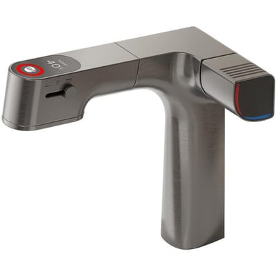 Robinets de Salle de Bain Robinet à Filtre à Eau Extensible Mitigeur de Lavabo Robinet d'Évier Robinet Gourmet à LED de Température Robinetterie en Laiton Grue Brass gray