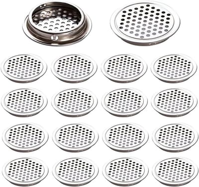 20x Ronde Ventilatieroosters RVS - Ø53mm Ventilatieopening Kast met Zeef