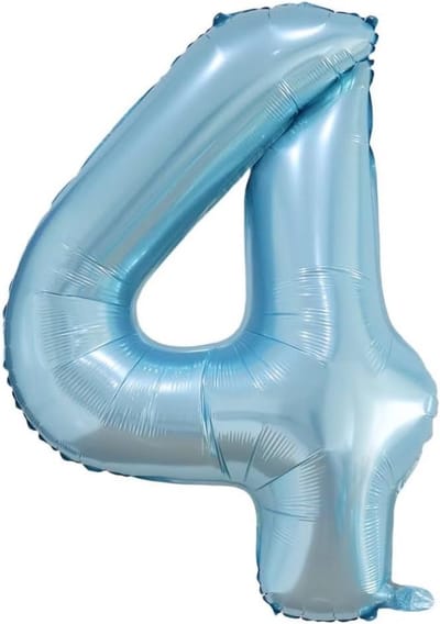 Grote 40 Inch Parelblauwe Folie Ballonnen Cijfer 4 - Geschikt voor Helium en Lucht - Verjaardagsfeest Decoratie