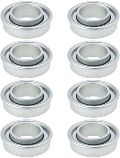 Dailygoods- Wiellagers 8 Stuks - Heavy Duty Trolley - Buitendiameter 35mm - Binnendiameter 20mm - Hoogte 12mm - Zilver Ijzer - Lager
